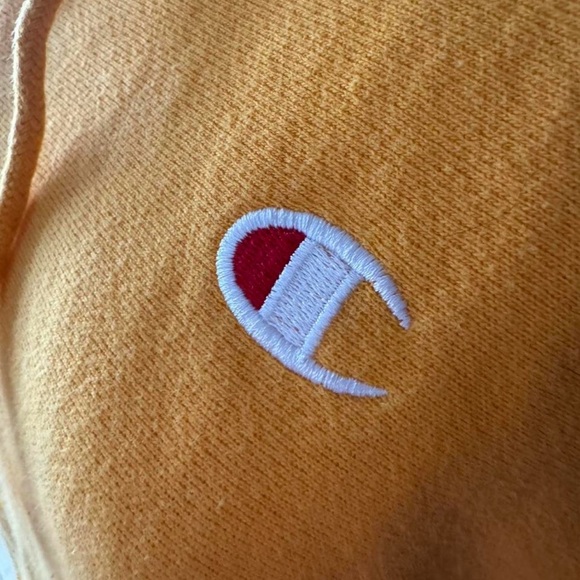 Champion Mustard Yellow Hooded Pullover with Small Chest Logo - Picture 3 of 3